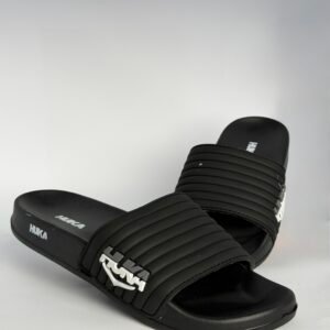HUKA black ribbed sport slides – Xstepora