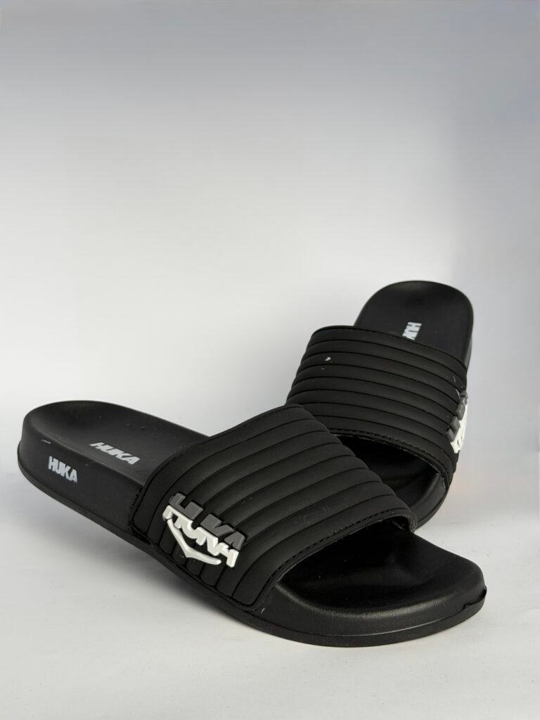 HUKA black ribbed sport slides – Xstepora