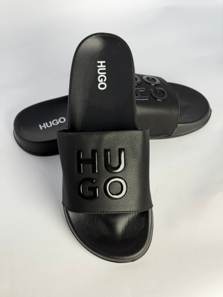 Men's HUGO Embossed Logo Sport Slides – Cushioned Casual Beach