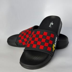 Footox Men's Checkered Sport Slides – Anti-Slip Lightweight Comfort Sandals