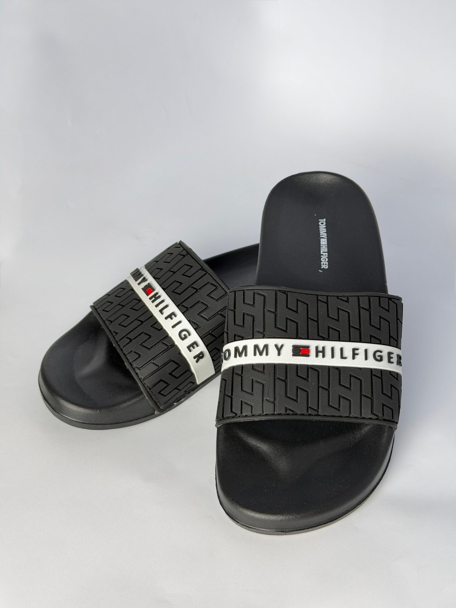 Men's black monogram logo sport slides – Xstepora